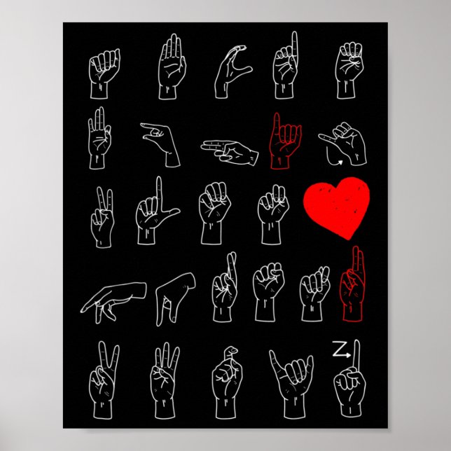 Poster Asl Alphabet Teacher American Sing Language Asl Ch (Frente)