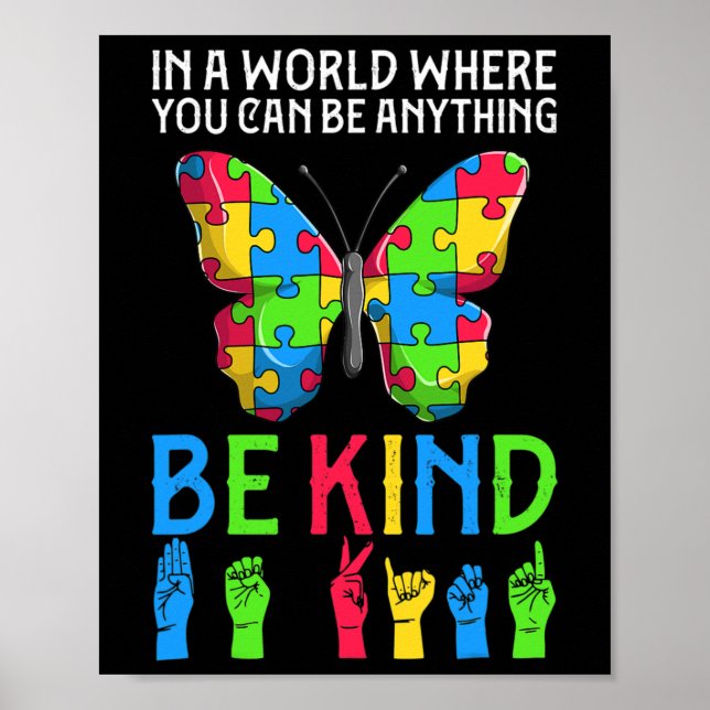 Poster ASL Be Kind s1 ASL American Sign Language (Frente)
