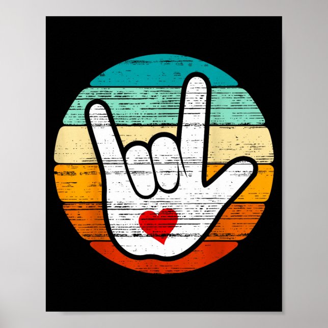 Poster Asl I Love You, Sign Language Heart Love Valentine (Frente)
