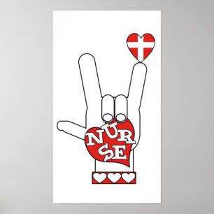 Poster ASL I Love you Sign Language - MÃO CORAÇÃO DE MÃO