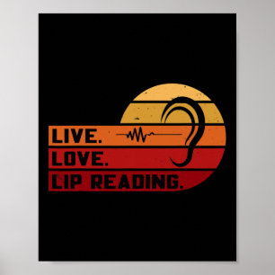 Poster ASL Live Love Lip Lading Sign Language (Linguagem 