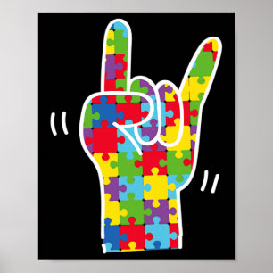 Poster Asl Love Sign Language Autismo Atenção Mês Asl