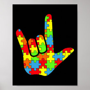 Poster Asl Love Sign Language Autismo Atenção Quebra-cabe
