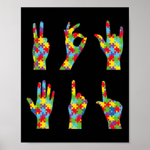 Poster Asl Love Sign Language Autismo Awarse