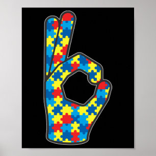 Poster Asl Love Sign Language Autismo Dar Consciência