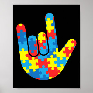 Poster ASL Love Sign Language Autismo Dar Consciência