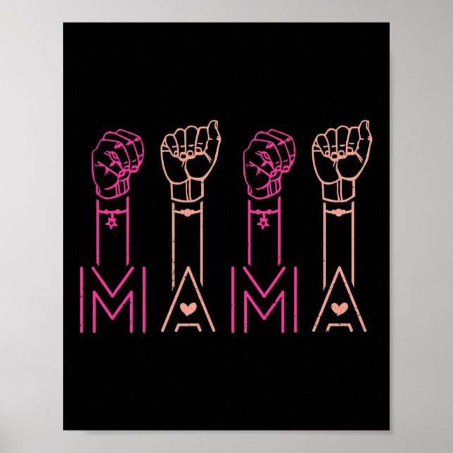 Poster Asl Mama American Sign Language Deaf Awareness Sup (Frente)