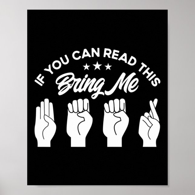 Poster Asl Sign Language Bring Me Beer Deaf  (Frente)