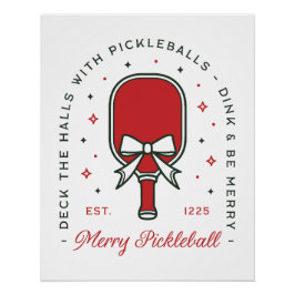 Póster aspas de pickleball de Natal engraçadas estética d