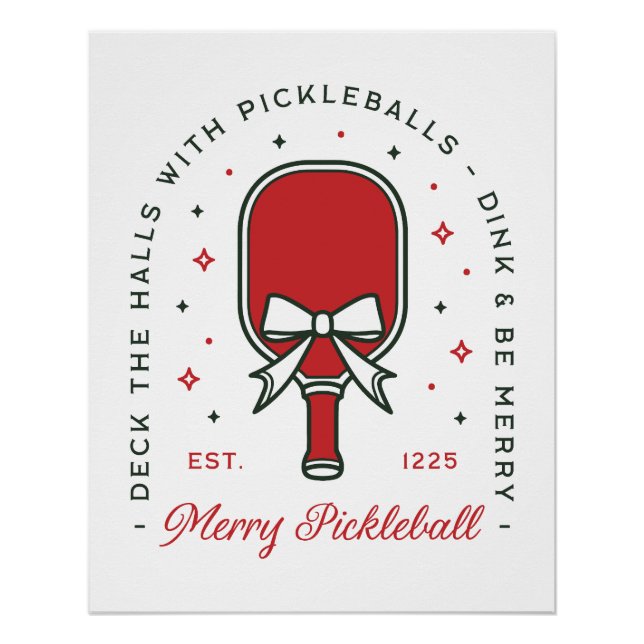 Póster aspas de pickleball de Natal engraçadas estética d (Frente)