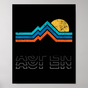 Poster Aspen Colorado Co Esqui na Montanha Vintage 80s As