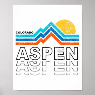Poster Aspen colorado co montanha esqui vintage 80s