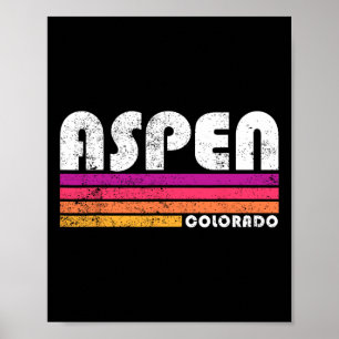 Poster Aspen Colorado Co Mountain Skiing Vintage 80s Aspe