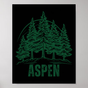 Poster Aspen Colorado Montanhas Esqui Árvore de Pinheiro 