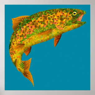 Poster Aspen Leaf Rainbow Trout 2