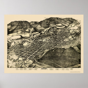 Poster Aspen, mapa panorâmico do CO - 1893