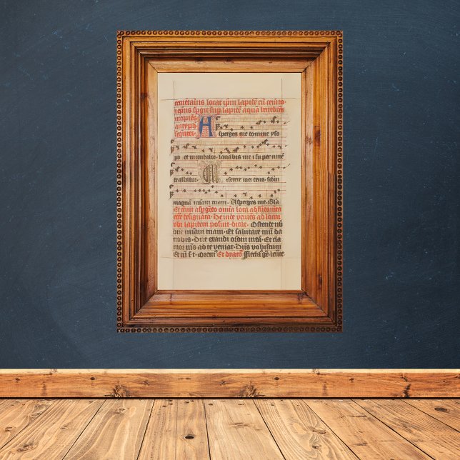 Poster Asperge-me o Manuscrito Gregoriante Chant Medieval (Asperges me Antiphon Gregoriant Chant Music Sheet Medieval Manuscript Catholic Christian Poster)