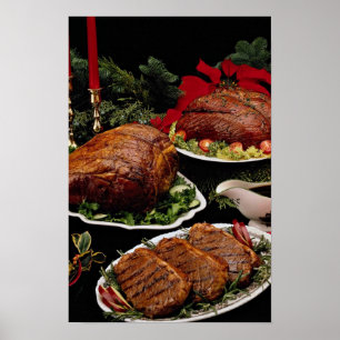 Poster Assado e bifes deliciosos de carne do feriado