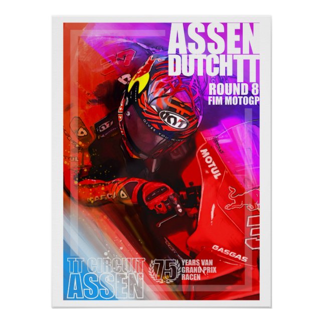 Póster Assen, poster holandesa do TT por Murraymoto (Frente)