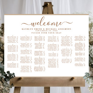 Poster Assento Alfabético de Casamento de Beige Moderno