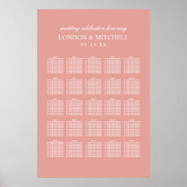 Poster Assento com Monograma Rosa Dourado Clássico