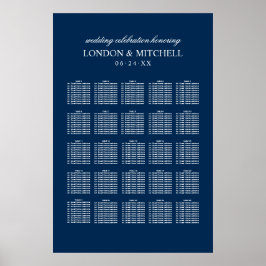 Poster Assento de Casamento Azul-Marinho Clássico Elegant