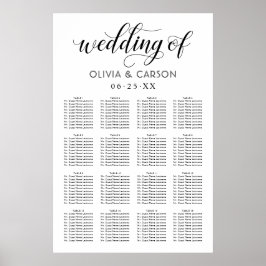 Poster Assento de casamento com letra manuscrita moderna 