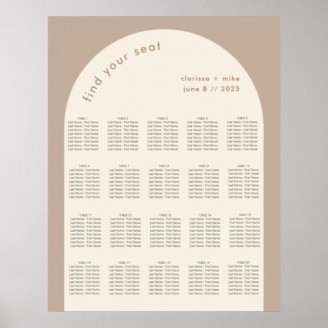 Poster Assento de Casamento de Arca Geométrica Moderna Be (Frente)