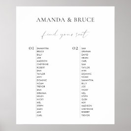 Poster Assento de Casamento de Caligrafia Minimalista Mod