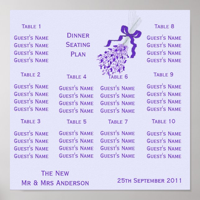 Poster Assento De Casamento De Lavanda Escamudo (Frente)