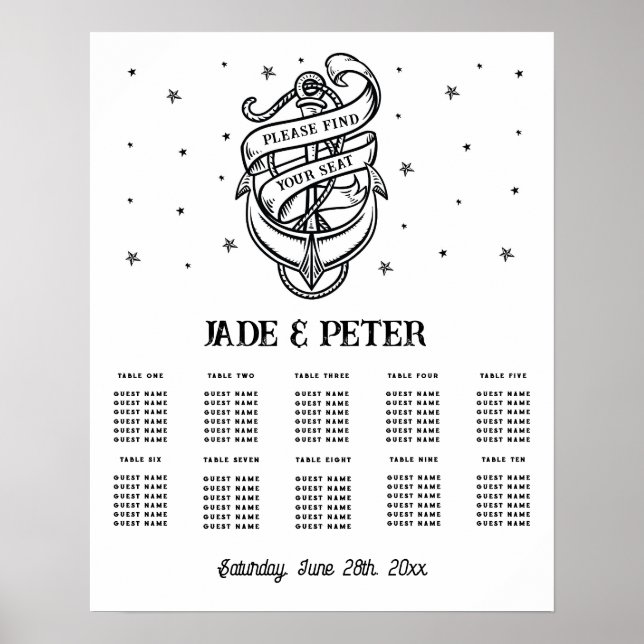 Poster Assento De Casamento De mesa 10 Âncora De Tatuagem (Frente)