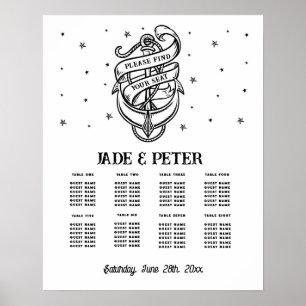Poster Assento De Casamento De mesa 8 Âncora De Tatuagem