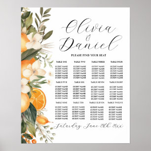 Poster Assento De Casamento De mesas 12 Laranjas Citrinos