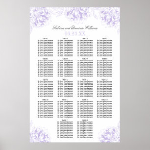 Poster Assento de Casamento de Peônia Floral Roxa Elegant