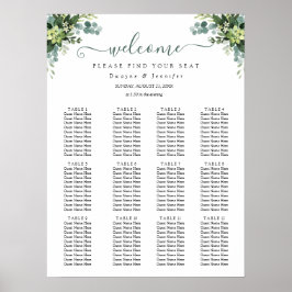 Poster Assento de casamento de verão com folhagem de euca