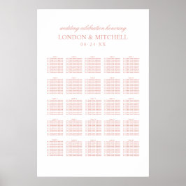 Poster Assento de Casamento em Dourado Rosado Clássico El
