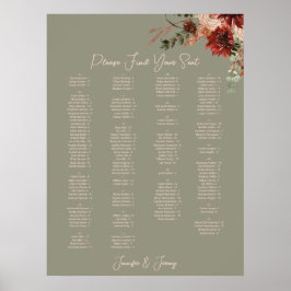 Poster Assento de Casamento Floral Boho Rust Neutro Outon