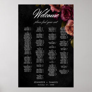 Poster Assento De Casamento Floral Da Borda De Ferrugem E