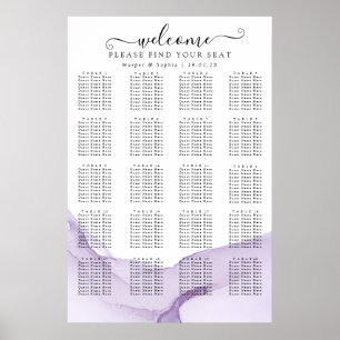 Poster Assento de Casamento Roxo Aquarela Moderna