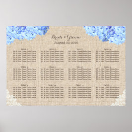 Póster Assento De Casamento Rustic Blue Hydrangea Lace Bu