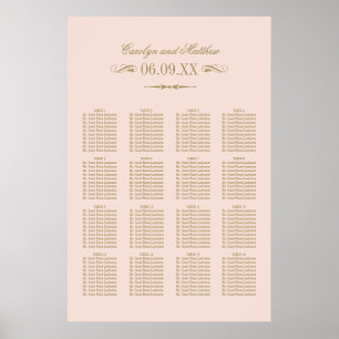Poster Assento de Casamento Vintage Blush Antique Flouris