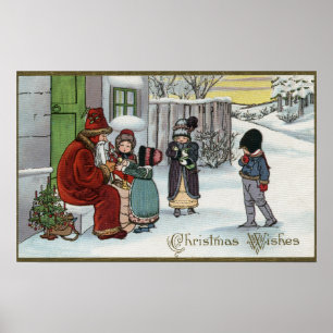 Póster Assento de GreetingSanta do Natal
