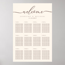 Poster Assento de mesa de casamento bem-vindo marrom choc