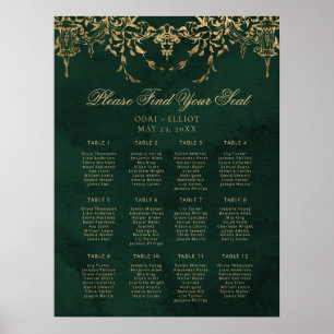 Poster Assento Dourado de Casamento Real Emerald Encantad
