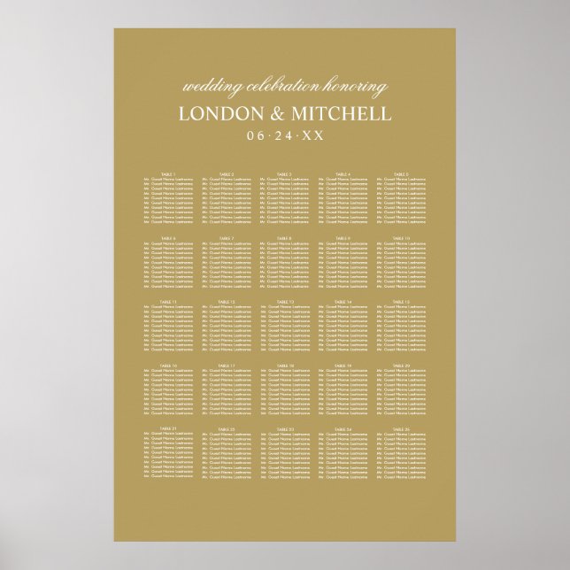 Póster Assento Dourado Elegante Clássico (Frente)