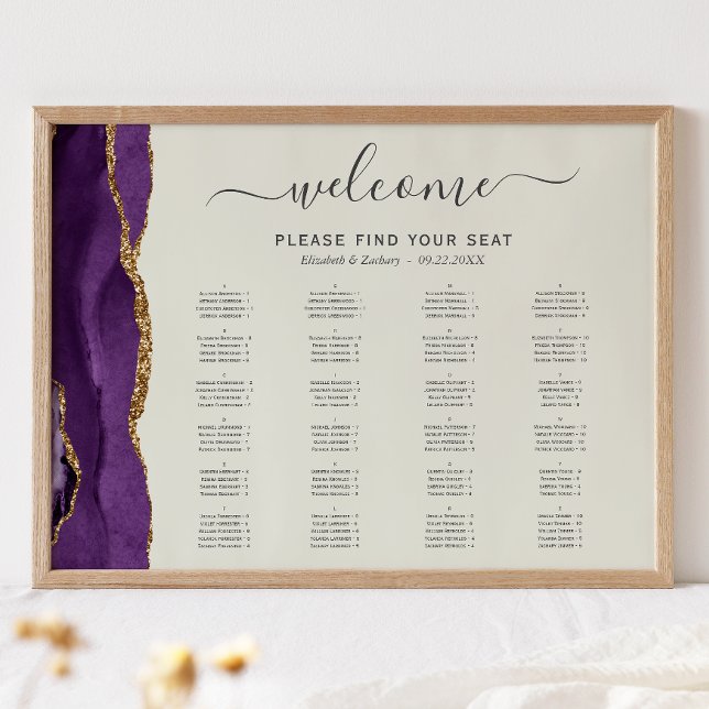 Poster Assento Dourado Roxo de Casamento de Marfim (Criador carregado)