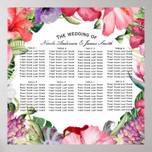Póster Assento floral do casamento do hibiscus da