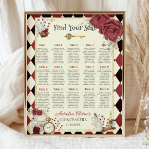 Poster Assento Floral Vermelho Vintage Alice no País das 