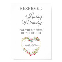 Assento Reservado para Casamento Floral do Coração