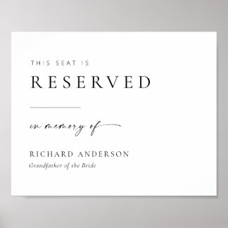Poster Assento Reservado para Casamento Moderno em Memóri